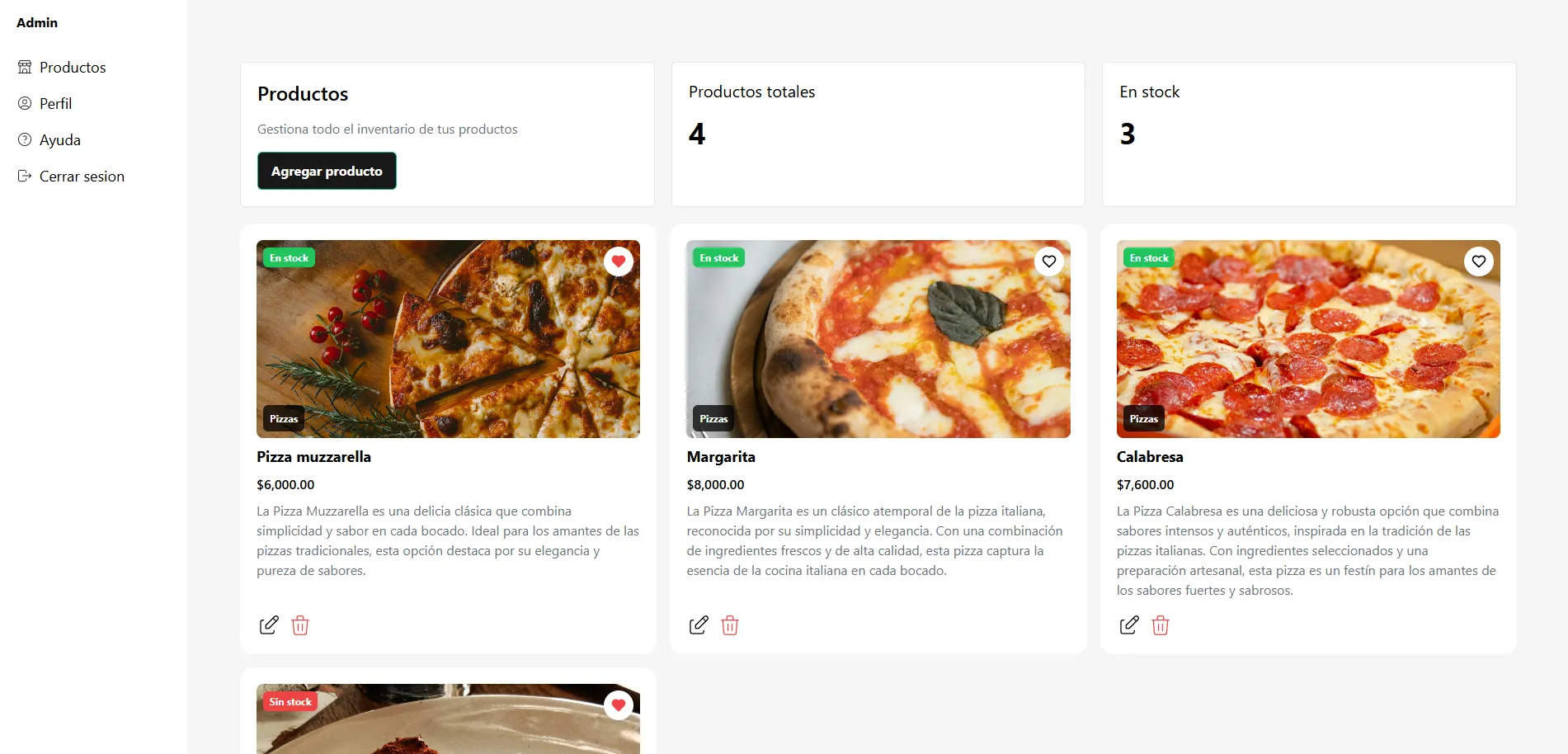Panel de Administraddor de PedidoAgil